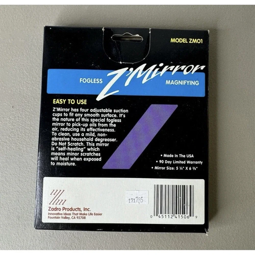 Vintage‎ Fogless Z'mirror Zadro Products Clear Frame 5 1/4